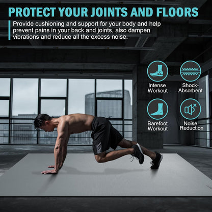 Large Exercise Mat 8'x5'|12'x6' Workout Mat for Home Gym Mats Exercise Heavy Duty Gym Flooring Fitness Mat Large Yoga Mat Cardio Mat for Weightlifting, Jump Rope, MMA, Shoe-Friendly