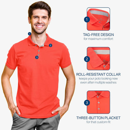 Mio Marino Golf Polo Shirts for Men - Dry Fit - Ultra-Thin Breathable Fabric