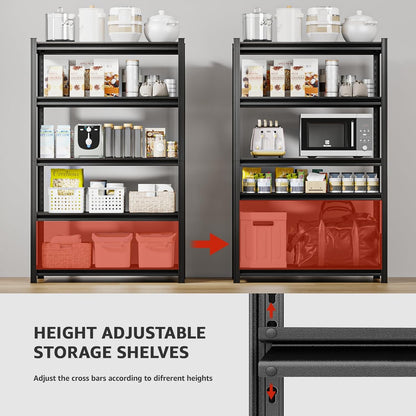 72" H Metal Garage Storage Shelves, 5 Tier Adjustable Shelving Unit for Warehouse, Office, Kitchen, Pantry, Living Room, Laundry Room, 35.43" W x 15.75" D, Load 2500 LBS, Black