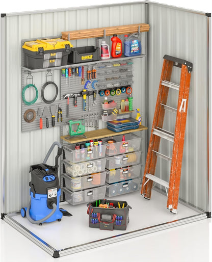 WKM 5X3 FT Outdoor Storage Shed, Utility Metal Tool Storage with Lockable Doors and Updated Frame Structure, Metal Garden Shed for Backyard, Patio Lawn, Black