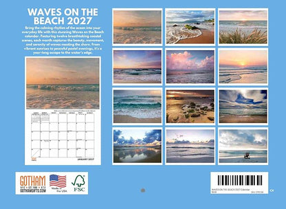 Ocean Waves Calendar 2027 Beach Monthly Wall Calender 12 Month