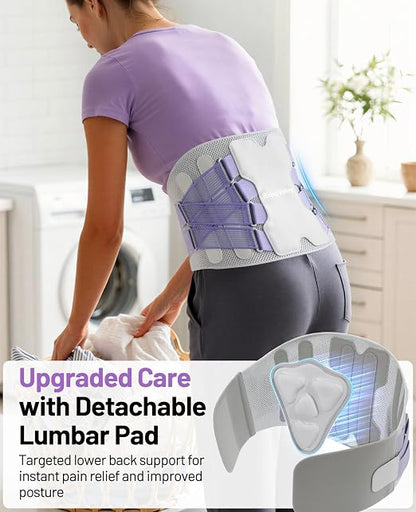 Back Brace for Women, Support Brace for Lower Support Back Pain Relief | Adjustable Lumbar Support Belt, Ergonomic Breathable Immediate Relief Brace for Herniated Disc Sciatica Scoliosis,Purple,L