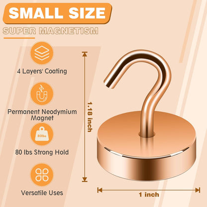 Neosmuk Magnetic Hooks, Cruise Ship Essentials, 80lb+ Heavy Duty Magnetic Hooks for Cruise Cabins, Refrigerator, Grill, Hanging, and Travel | Extra Strong Must-Haves Magnet Hook,Bronze