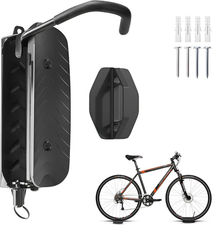 Swivel Bike Wall Mount, Bike Rack Garage, 150° Rotating & Space Saving Vertical Bike Hangers for Storage, Sturdy Bike Stand Holds Up to 66lbs, Easy to Install, 1 Pack