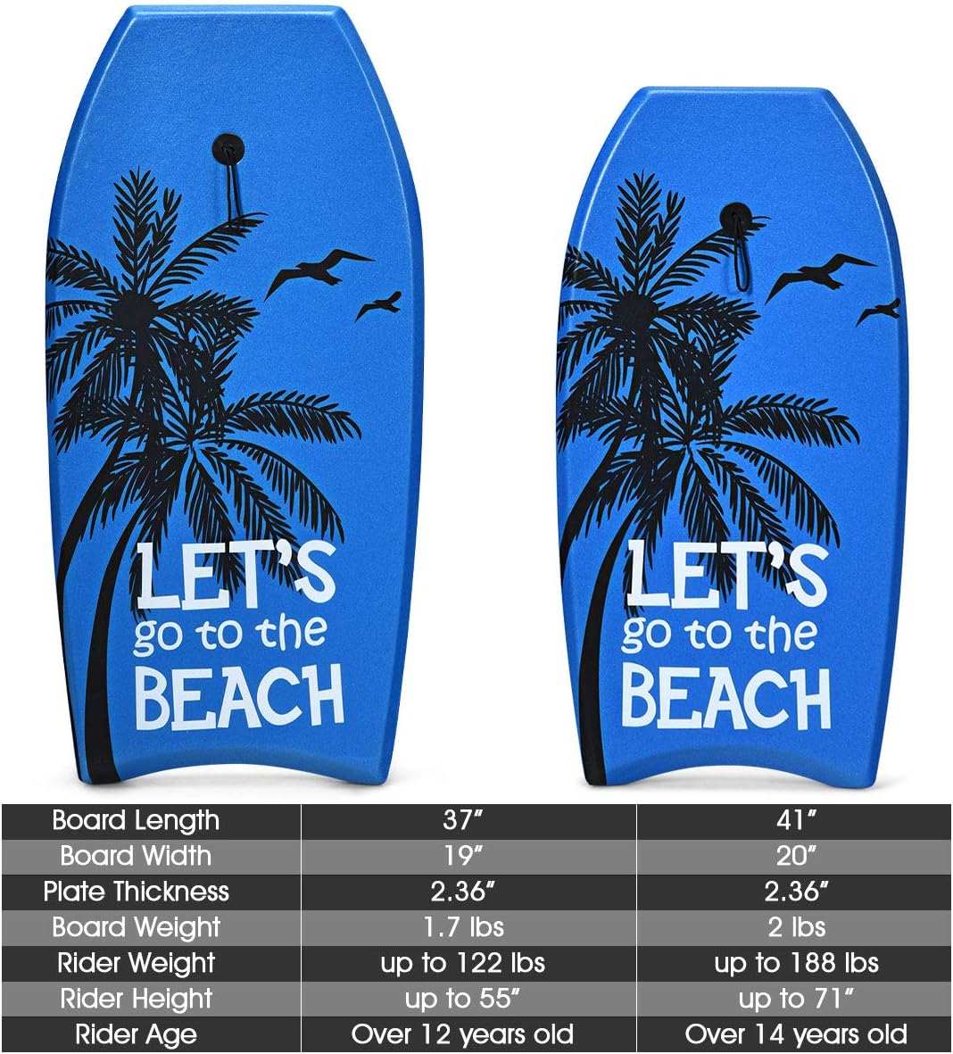Goplus 41''/37''/33'' Lightweight Body Board for Beach, Surf Board with EPS Core, XPE Deck, HDPE Slick Bottom, Wrist Leash, Bodyboard for Kids Adults Surfing