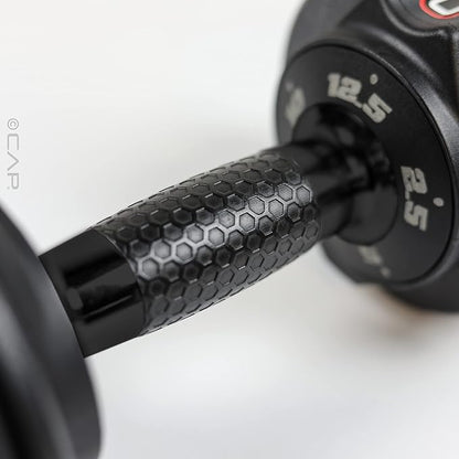 CAP ADJUSTABELL Adjustable Dumbbell Set, Premium Quick Select Adjustable Weights for Strength Training, Singles & Pairs, 12.5 LB, 25 LB & 55 LB, Round & Hex Dumbbells, Multiple Grip Handle Options