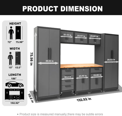 Torin Garage Cabinets Storage System, 9 Piece Included Steel Drawers Rolling Chest,Locked Storage Cabinet, Perfect for Organizing Garage and Tools, Black/Grey