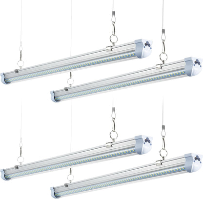 T8 LED Shop Lights 4FT, 4 Pack 60W 9600LM 6000K Daylight White, Linkable Lighting, Plug & Play Energy-Saving, Work Lights Ceiling LED for Garage Warehouse Basement (V4-4)