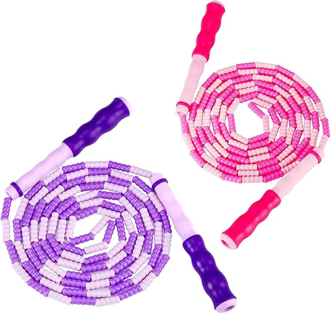 Zocy 2 Pack Jump Rope for Fitness Exercise Equipment, Tangle-Free Rope Skipping with Soft Beaded Segment, Premium Adjustable Jumping Rope for kids, women, men
