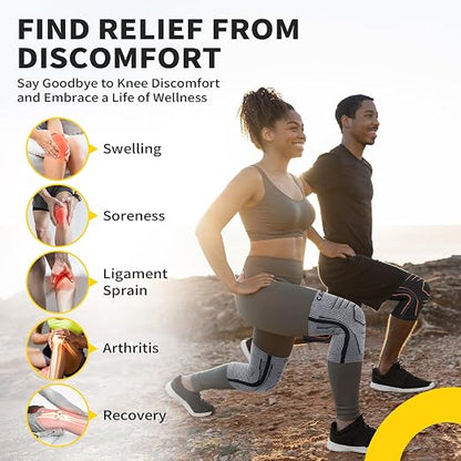 CAMBIVO 2 Pack Knee Brace for Women & Men, Compression Sleeves Knee Support | Lightweight Side Stabilizers| Latex free & silicone free | Knee pain relief for meniscus | Non-slip for running, hiking, gym