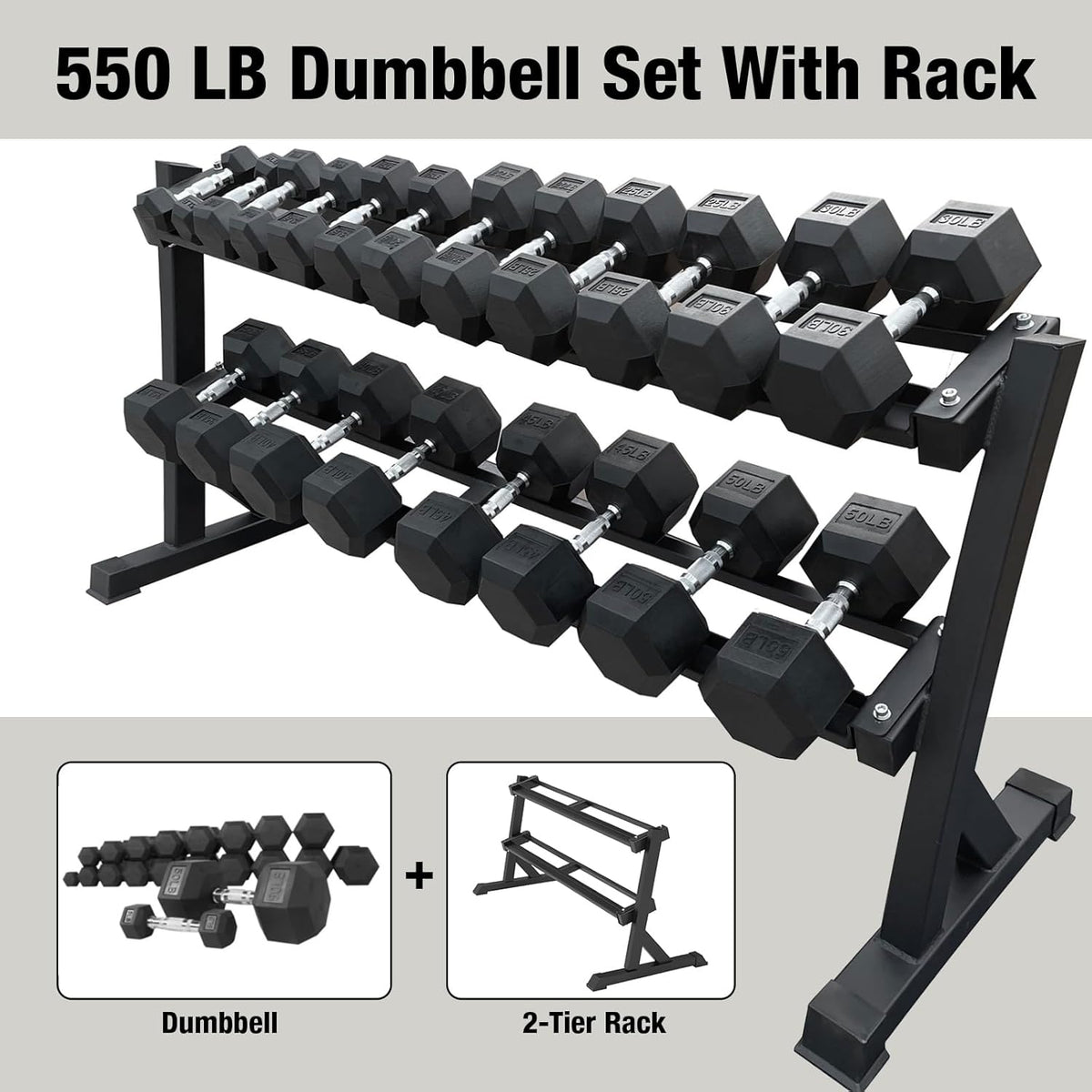 550 lbs 1200lbs 2100 lbs Dumbbells Weight Set, Hex Dumbbell Sets, Gyms Weights Dumbbells Sets, Weight Set for Home Gym, Strength Training, Fitness Center Equipment