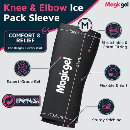 Magic Gel Medium Knee & Elbow Ice Pack Sleeve 1 Pack – Reusable Hot & Cold Therapy Wrap for Targeted Relief – Compact Compression Fit