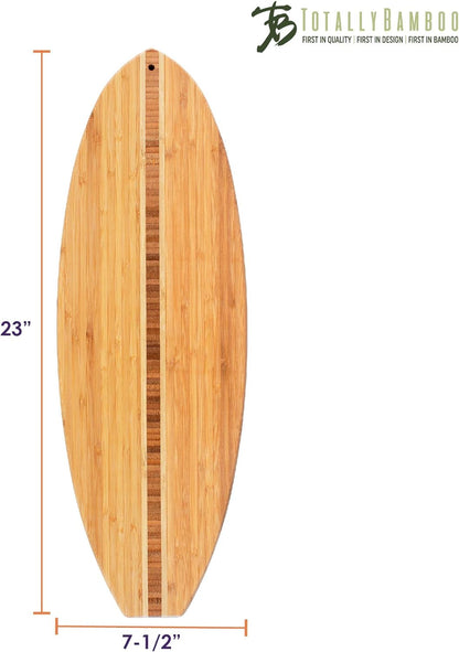 Totally Bamboo Surfboard Shaped Bamboo Wood Cutting Board and Charcuterie Serving Board, 23" x 7-1/2"