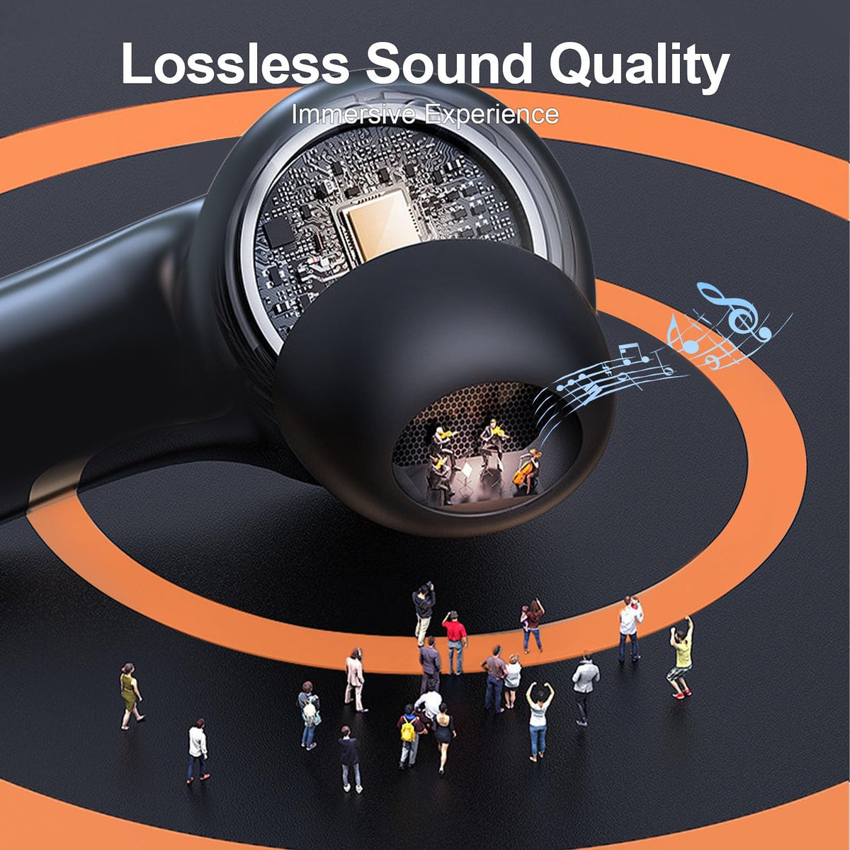 ZIUTY Wireless Earbuds Bluetooth Headphones, 50H Playtime Ear Buds with Mic, LED Digital Display Charging Case, IPX7 Waterproof, Deep Bass Stereo, in-Ear Earphone for iPhone Andriod Phone