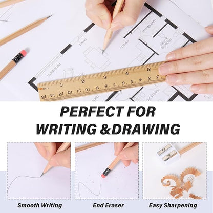 TecUnite 120 Pcs #2 HB Pencils with Eraser,Wood Color