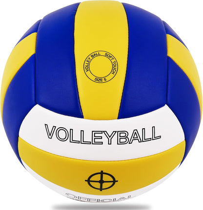 KUYOTQ Official Size 5 in&Outdoor Beach Volleyball,3MM Thickened Surface Soft Leather Youth Womens Mens Volleyball for Game Gym Training(Deflated)