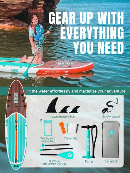 Niphean Inflatable Stand Up Paddle Board with SUP Accessories, Anti-Slip EVA Deck, 10’6’’ Inflatable Paddle Boards for Adults & Youth of All Skill Levels