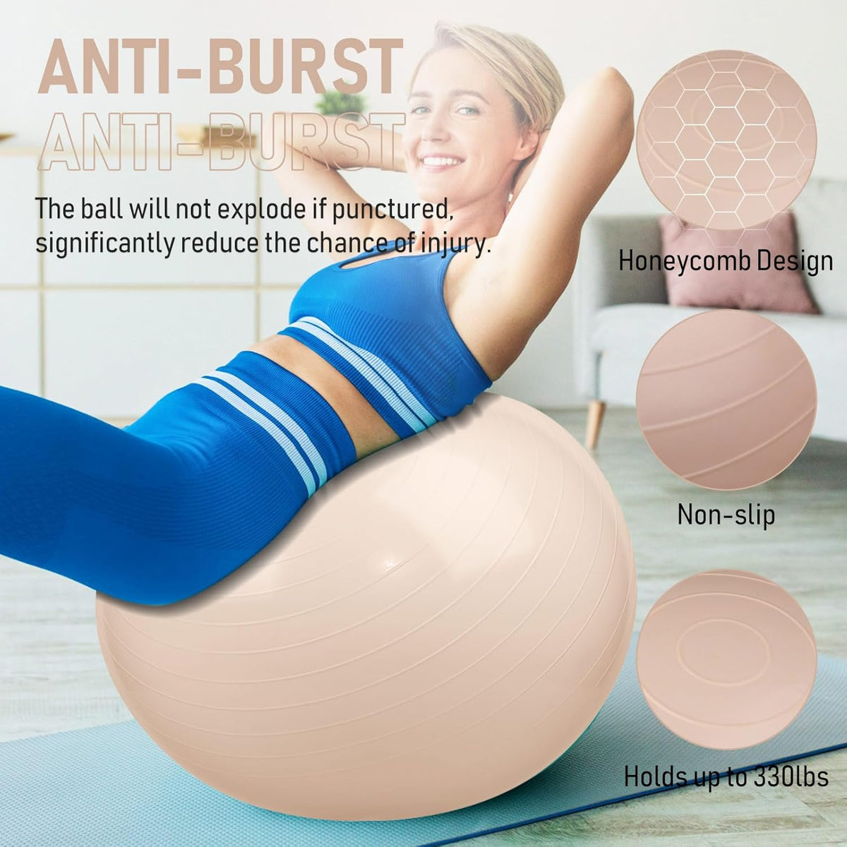 Leyndo 4 Pcs 26 Inch Yoga Exercise Ball Pilates Pregnancy Birthing Fitness Ball with Quick Pump Anti Burst for Improved Posture, Balance, Yoga, Pilates, Training