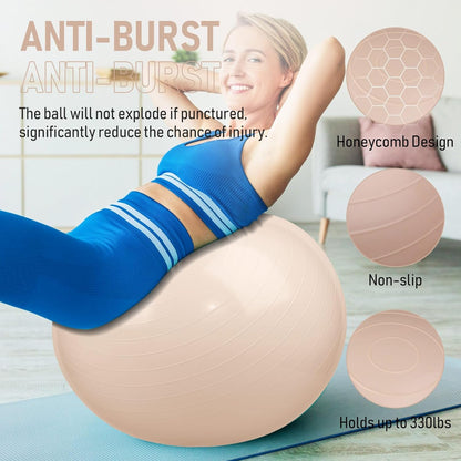 Leyndo 4 Pcs 26 Inch Yoga Exercise Ball Pilates Pregnancy Birthing Fitness Ball with Quick Pump Anti Burst for Improved Posture, Balance, Yoga, Pilates, Training