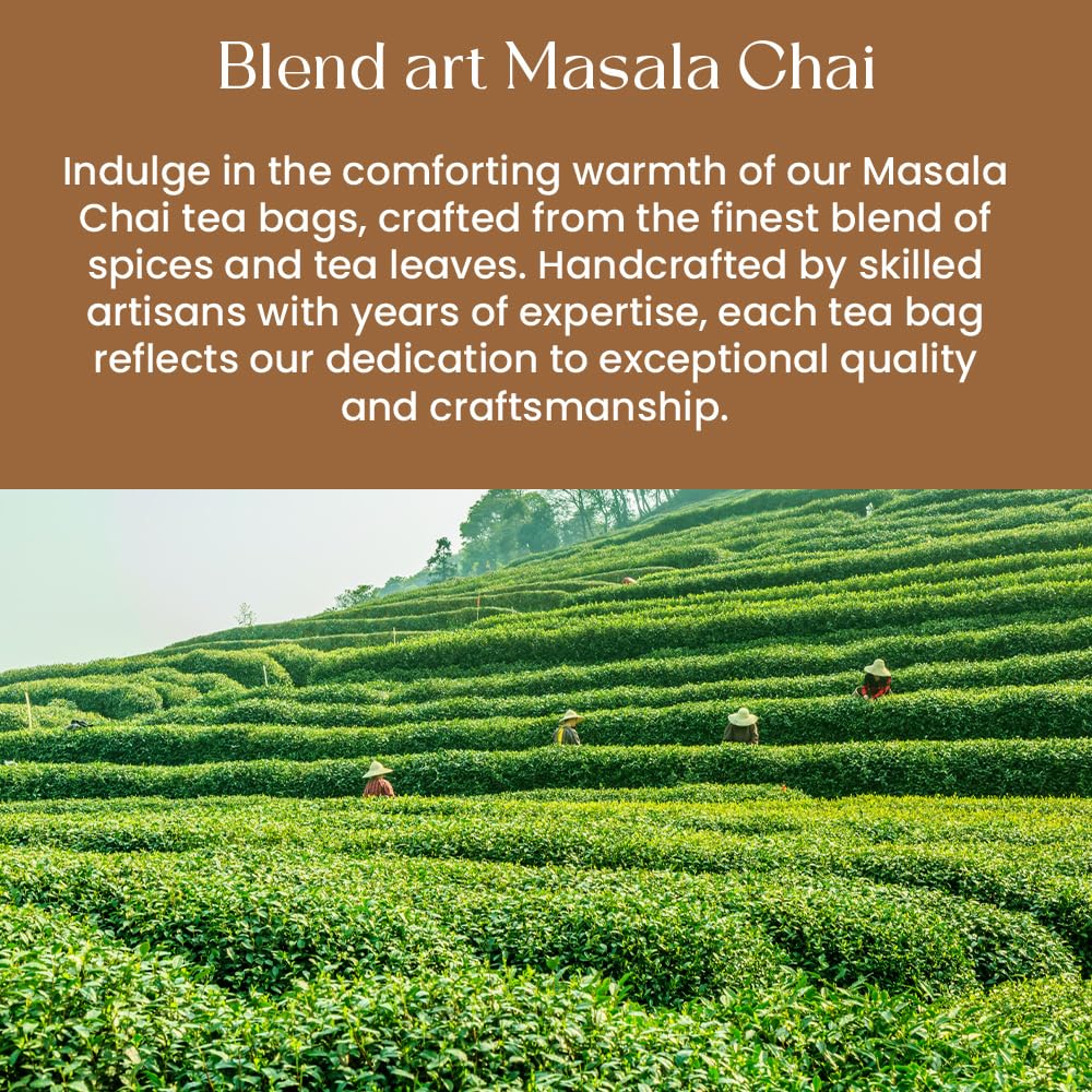 Blendart India's Original Masala Chai Tea bags 100 Count | Eco- Conscious Tea Bags | Premium Assam Black Tea | Ginger and Cardamom Flavour | Whole Loose leaf Tea bags | Indian Spiced Chai Tea Bags