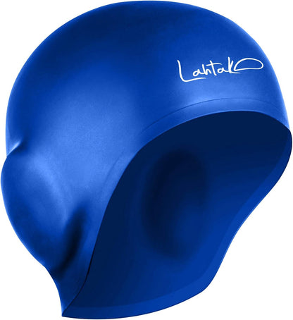 3D Swim Caps - Ear Protection Swimming Cap for Women & Men - Silicone, Waterproof - Fits Long & Short Hair - Adult & Youth