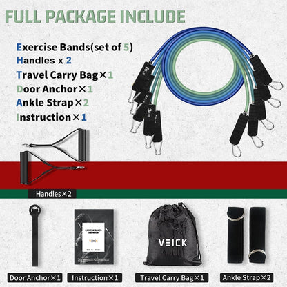 VEICK Resistance Bands, Exercise Bands, Workout Bands, Resistance Bands for Working Out with Handles for Men and Women, Exercising Bands for Fitness Weights Work Out at Home