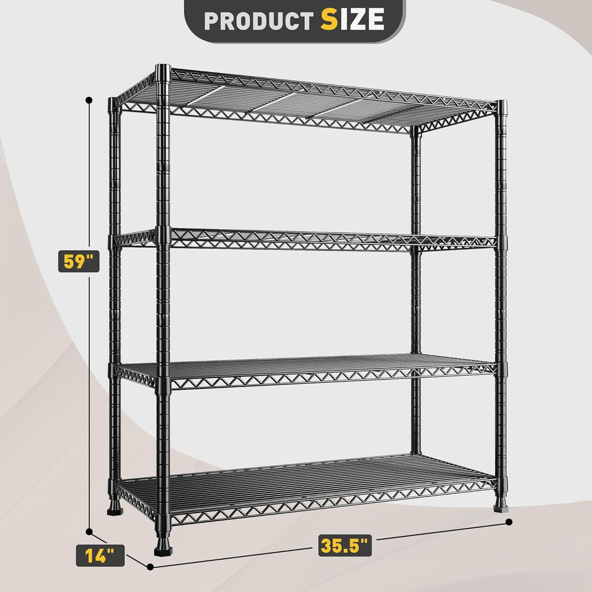 REIBII Wire Shelving Unit Storage Shelves Metal Shelves Heavy Duty Shelving Adjustable Garage Storage Wire Shelf Pantry Shelves for Bedroom Kitchen Rack 35.5''W x 14''D x 59''H