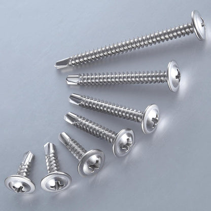 (100 pcs) Wensilon #10×2”for Sheet Metal Self-Tapping Screws 410 Stainless Steel Truss Head High-Strength Quick Tapping Screws