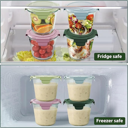 Freshmage 23oz Glass Meal Prep Containers with Lids, Airtight 3-Cup Glass Storage Containers Set, Heat-Resistant BPA-Free for Soup, Leftover, Microwave, Dishwasher, Fridge and Freezer Safe (4 Packs)