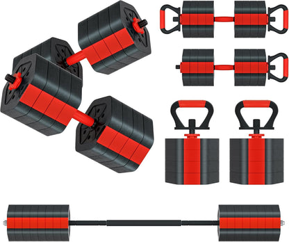 VIVITORY Dumbbell Sets Adjustable Weights, Free Weights with Connector, Non-Rolling Adjustable Dumbbell Set, Barbell for Home Gym, Hexagon, Cement Mixture