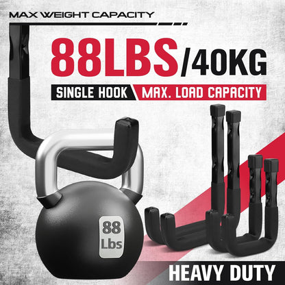 SEDY Heavy Duty Garage Storage Hooks: 4-Piece 6" & 3" Wall Mount J Utility Hooks Holds 88 LB, Large Metal Utility Hooks, Garage Storage Ladders for Bikes, Garden Tools