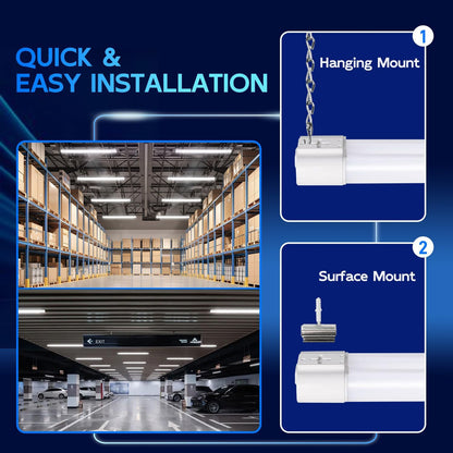 hykolity 10 Pack 4FT Linkable LED Shop Light for Garage, 6500lm, 4FT 60W Utility Light Fixture, 5000K Daylight LED Workbench Bay Lighting with Plug, Hanging or Surface Mount, White - ETL