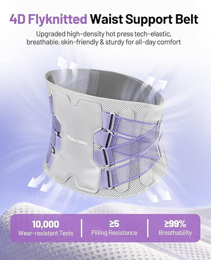 Back Brace for Women, Support Brace for Lower Support Back Pain Relief | Adjustable Lumbar Support Belt, Ergonomic Breathable Immediate Relief Brace for Herniated Disc Sciatica Scoliosis,Purple,L