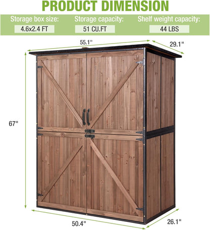 Outdoor Storage Shed Large Cabinet with Strong Metal Frame,Wooden Tool House with Adjustable Shelfs, House Garden Shed for Backyard Garden Patio Lawn