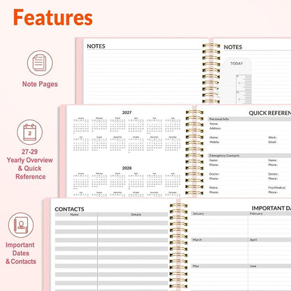 SUNEE 2027 Appointment Book, Quarter-Hourly, Weekly Monthly Planner, 8.5"x11",Pink