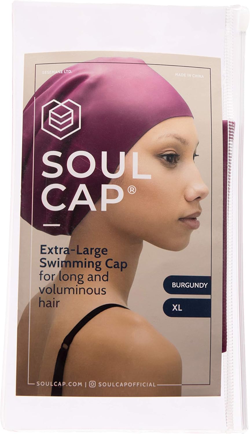 SOUL CAP - Large Swimming Cap for Long Hair - Designed for Long Hair, Dreadlocks, Weaves, Hair Extensions, Braids, Curls & Afros - Women & Men - Silicone