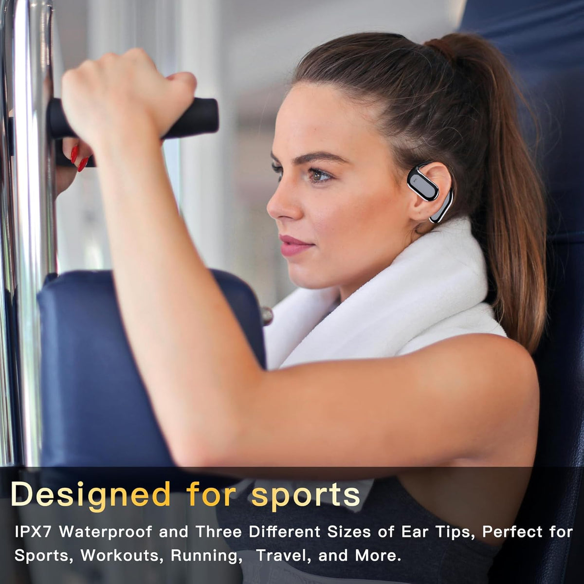 Wireless Earbuds Bluetooth Earbuds Built-in Mic with Ear Hooks 50H Playtime Ear Buds LED Display Charging Case Waterproof Design for Running Fitness