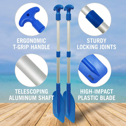 Boat Paddle Telescoping Plastic Collapsible Oar, Kayak, Jet Ski, Rafting, Mini Canoe Paddles, Tubing Floats, Rowing Safety Accessories for Kids and Adults