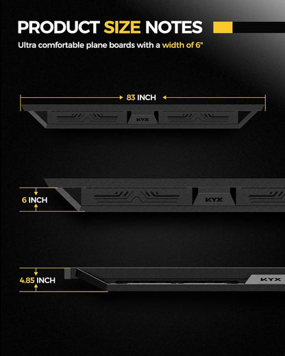 KYX Running Boards Fit for 2019-2025 Chevy Silverado/GMC Sierra 1500 2020-2025 Silverado/Sierra 2500HD 3500HD Crew Cab, 6 inches Dual Tube Side Steps Nerf Bars Step Bars Side Bars Step Rails
