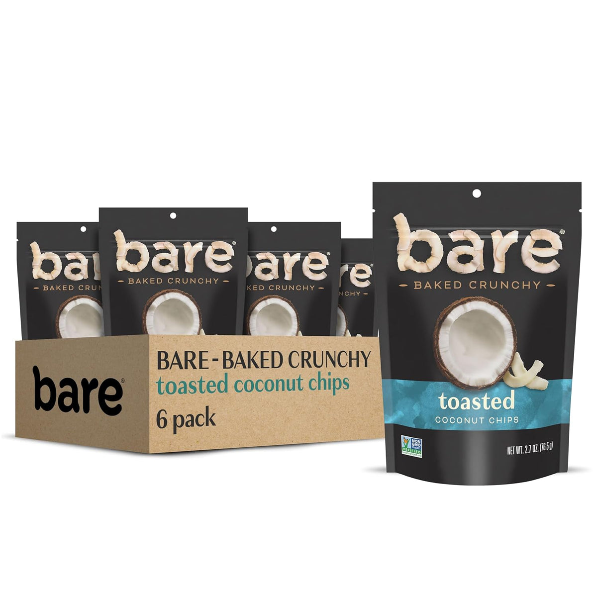 Bare Baked Crunchy, Toasted Coconut, 2.7 Ounce (Pack of 6)