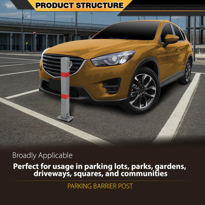 Folding Parking Barrier Lockable Car Bollard Driveway Safety Security Post