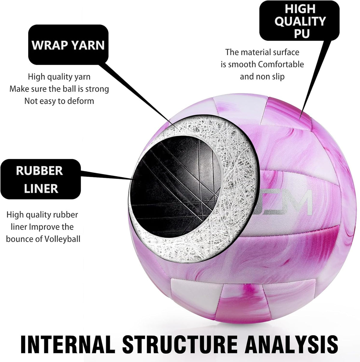 EVZOM Super Soft Volleyball Beach Volleyball Official Size 5 for Outdoor/Indoor/Pool/Gym/Training Premium Volleyballs Equipment Durability Stability Sports Ball