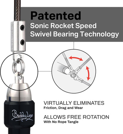 Buddy Lee Aero Speed Jump Rope 2.0 Upgraded Version with Sonic Rocket Speed Swivel Bearing | Tangle-Free & Adjustable Jump Rope for Men & Women - For Fitness, Double-Unders, and Cross-Training