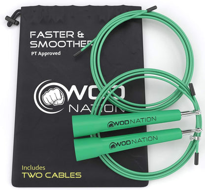 WOD Nation Adjustable Speed Jump Rope For Men, Women & Children - Blazing Fast Fitness Skipping Rope Perfect for Boxing, MMA, Endurance