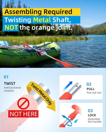 OCEANBROAD Telescoping Emergency Paddle 21''-42''（Assembling Required）/26''-54'' Aluminium Shaft for Kayaking Boating Canoeing River Tubing