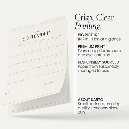 Karto Wall Calendar 2026-2027 11x17 in - Beige 2.0