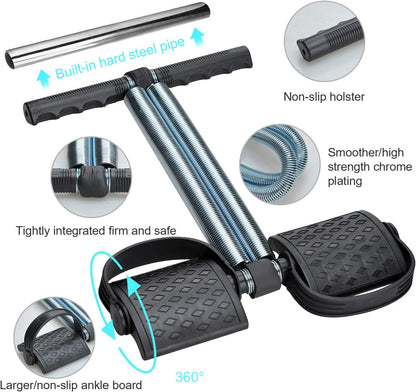 Elastic Sit Up Equipment, Pull Rope Dual Spring Tension Foot Pedal Sit Up Equipment for Abdominal, Leg Exerciser Tummy Trimmer Sport Fitness Slimming Training Bodybuilding at Home Gym
