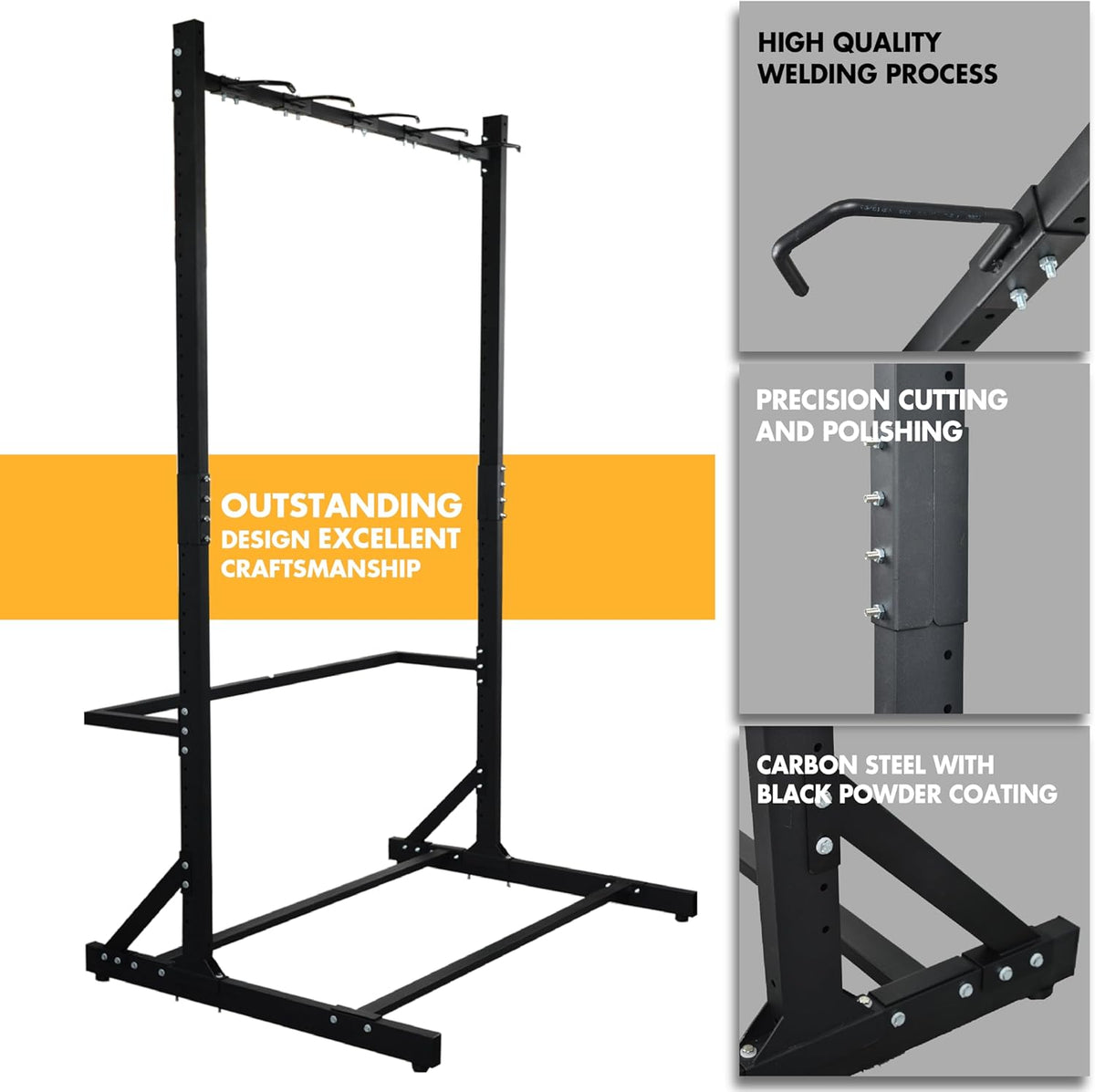 Freestanding 5 Bike Storage Rack for Garage, Hold Multiple Bicycles, Mountain Bikes, Road Bikes, Kids’ Bicycles and E-Bikes