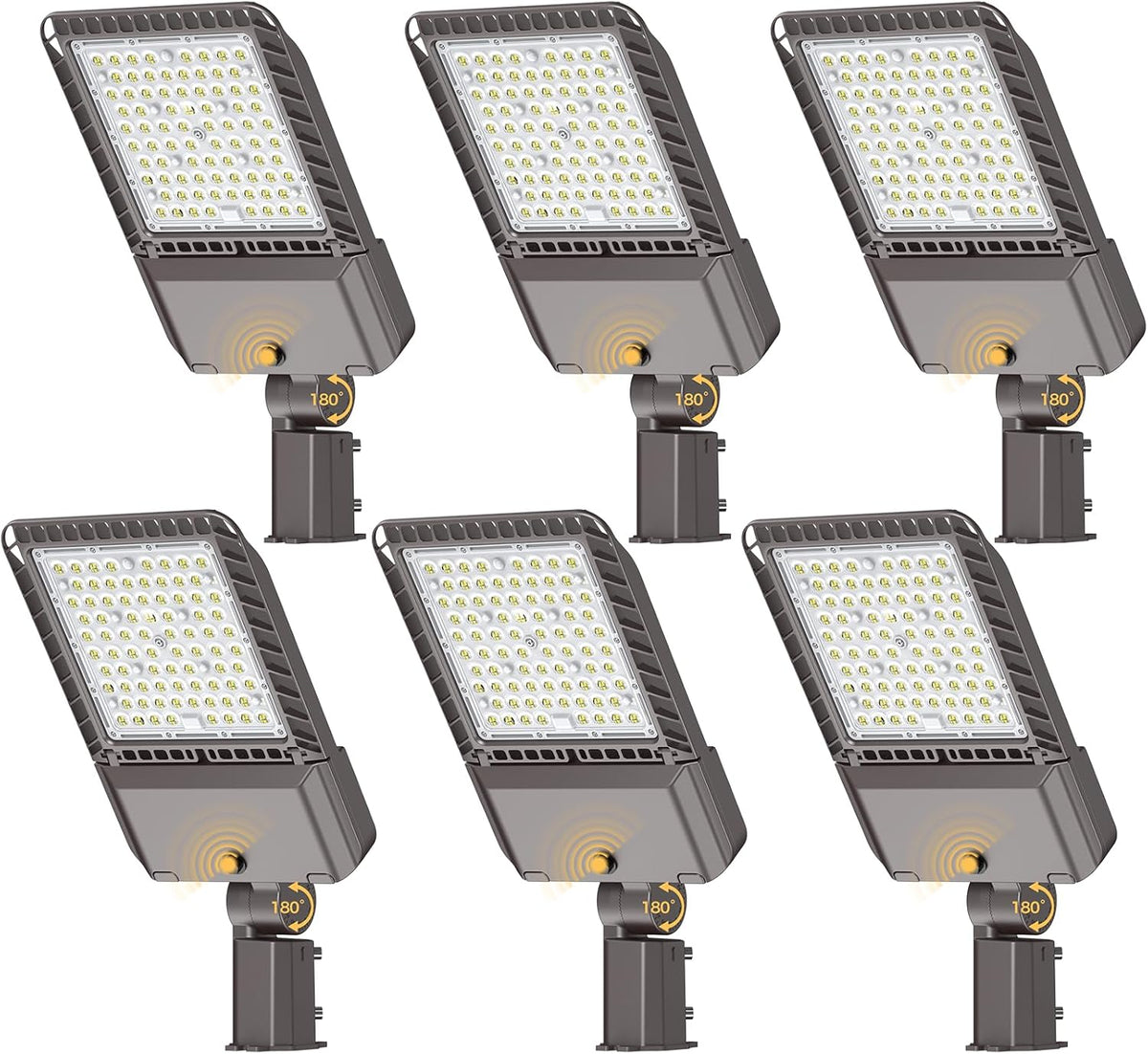 180W LED Parking Lot Lights Commercial Area Oudoor Lighting Street Light with Dusk to Dawn Photocell 32400Lm(180LM/W) 6000K IP65 Waterproof 100-277V for Driverway, Parking Lot 6 Pack