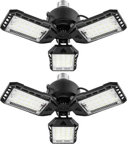 LED Garage Lights - 1 Pack, 80W, 8000LM 6500K Shop Light with 3 Deformable Panels, Basement Barn Light, E26/E27 for Shop, Warehouse, Basement